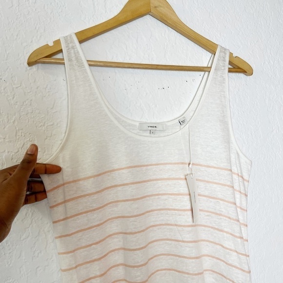 Vince Breton Stripe Scoop Neck Linen Tank Top - Picture 2 of 8